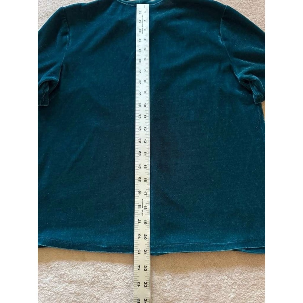Sunday in Brooklyn Teal Blue Velvet Tie-Neck Short Sleeve Top Anthropologie S - Picture 8 of 8